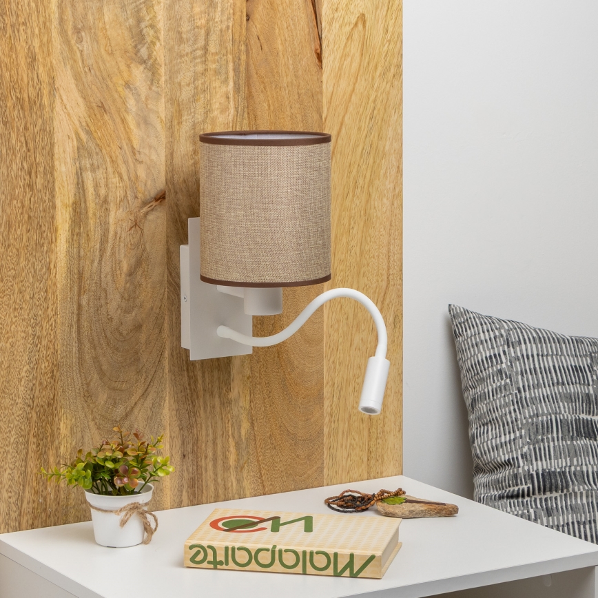 Brilagi - Flexible LED-Wandleuchte NUBILA 1xE27/25W/230V + LED/3W weiß/braun