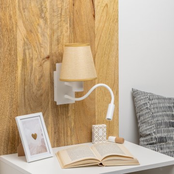 Brilagi - Flexible LED-Wandleuchte NUBILA 1xE27/25W/230V + LED/3W weiß/hellbraun