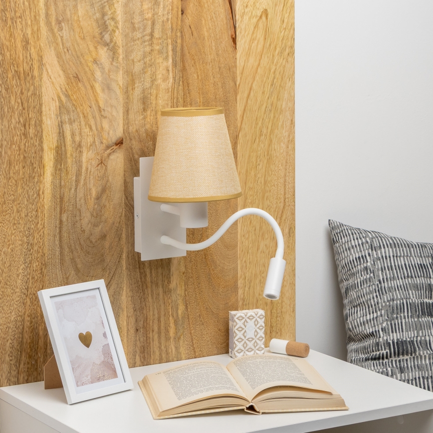 Brilagi - Flexible LED-Wandleuchte NUBILA 1xE27/25W/230V + LED/3W weiß/hellbraun