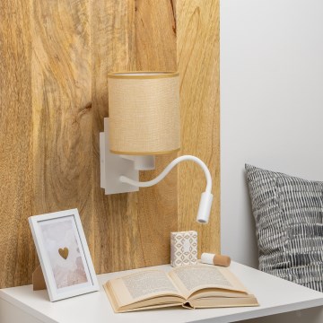 Brilagi - Flexible LED-Wandleuchte NUBILA 1xE27/25W/230V + LED/3W weiß/hellbraun