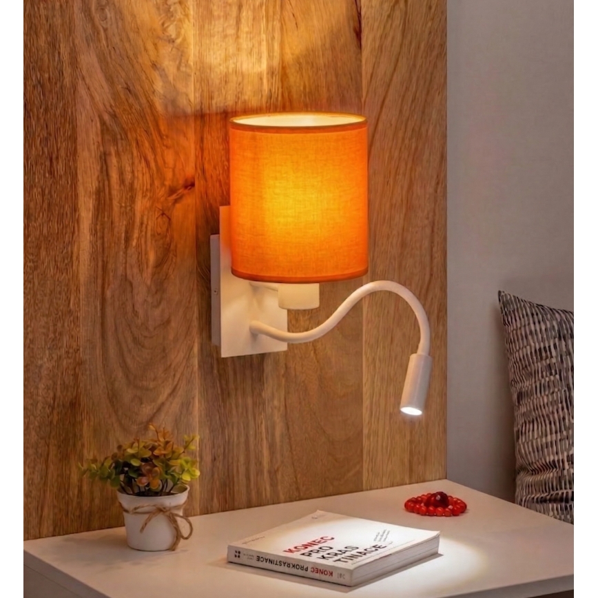 Brilagi - Flexible LED-Wandleuchte NUBILA 1xE27/25W/230V + LED/3W weiß/orange