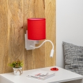 Brilagi - Flexible LED-Wandleuchte NUBILA 1xE27/25W/230V + LED/3W weiß/rot