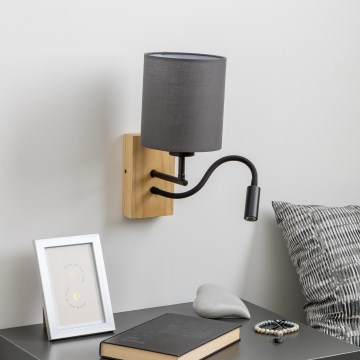 Brilagi - Flexible LED-Wandleuchte NUBILA WOOD 1xE27/25W/230V + LED/3W Eiche/anthrazit