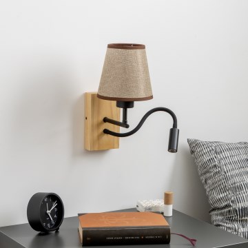 Brilagi - Flexible LED-Wandleuchte NUBILA WOOD 1xE27/25W/230V + LED/3W Eiche/braun