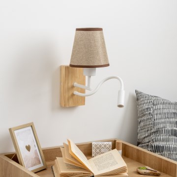 Brilagi - Flexible LED-Wandleuchte NUBILA WOOD 1xE27/25W/230V + LED/3W Eiche/braun