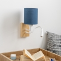 Brilagi - Flexible LED-Wandleuchte NUBILA WOOD 1xE27/25W/230V + LED/3W Eiche/dunkelblau