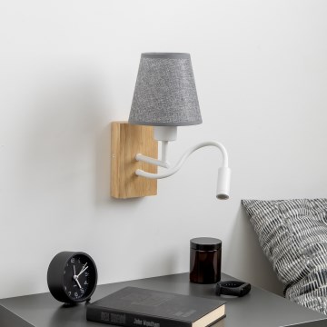 Brilagi - Flexible LED-Wandleuchte NUBILA WOOD 1xE27/25W/230V + LED/3W Eiche/grau
