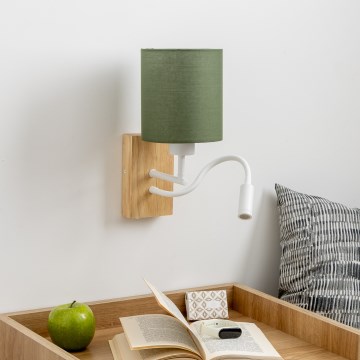 Brilagi - Flexible LED-Wandleuchte NUBILA WOOD 1xE27/25W/230V + LED/3W Eiche/grün