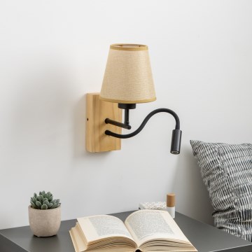 Brilagi - Flexible LED-Wandleuchte NUBILA WOOD 1xE27/25W/230V + LED/3W Eiche/hellbraun