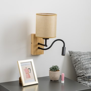 Brilagi - Flexible LED-Wandleuchte NUBILA WOOD 1xE27/25W/230V + LED/3W Eiche/hellbraun