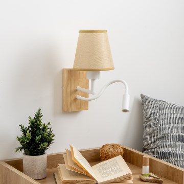 Brilagi - Flexible LED-Wandleuchte NUBILA WOOD 1xE27/25W/230V + LED/3W Eiche/hellbraun