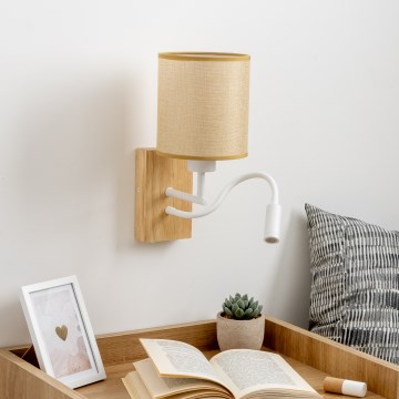 Brilagi - Flexible LED-Wandleuchte NUBILA WOOD 1xE27/25W/230V + LED/3W Eiche/hellbraun