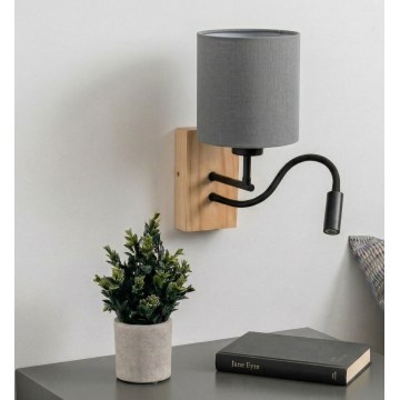 Brilagi - Flexible LED-Wandleuchte NUBILA WOOD 1xE27/25W/230V + LED/3W Eiche/Schwarz/Hellgrau