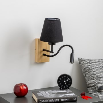 Brilagi - Flexible LED-Wandleuchte NUBILA WOOD 1xE27/25W/230V + LED/3W Eiche/schwarz