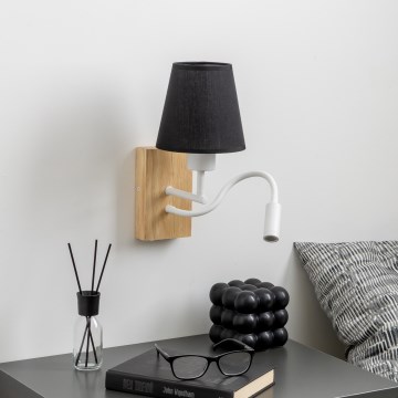 Brilagi - Flexible LED-Wandleuchte NUBILA WOOD 1xE27/25W/230V + LED/3W Eiche/schwarz