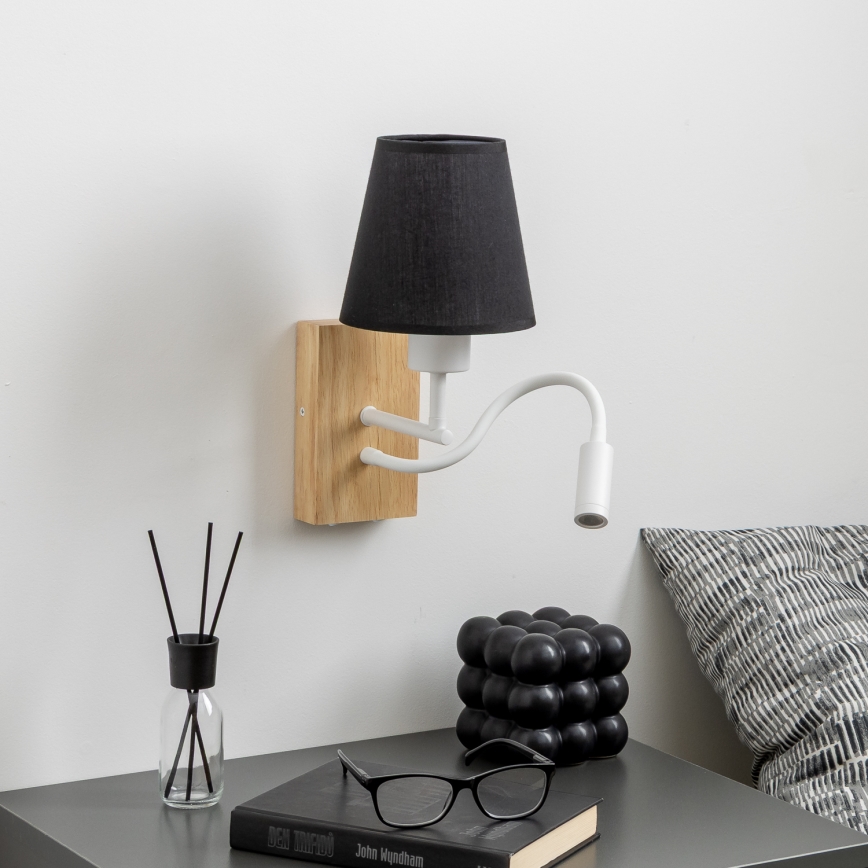 Brilagi - Flexible LED-Wandleuchte NUBILA WOOD 1xE27/25W/230V + LED/3W Eiche/schwarz