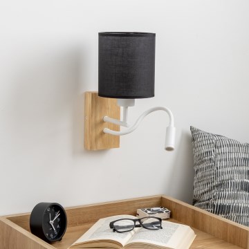 Brilagi - Flexible LED-Wandleuchte NUBILA WOOD 1xE27/25W/230V + LED/3W Eiche/schwarz