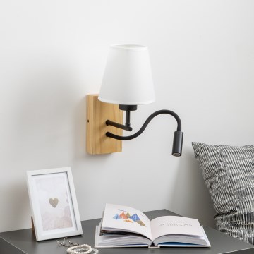 Brilagi - Flexible LED-Wandleuchte NUBILA WOOD 1xE27/25W/230V + LED/3W Eiche/weiß