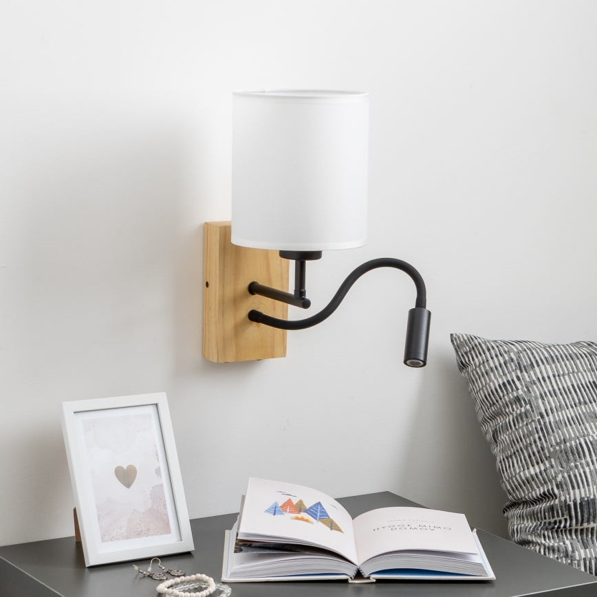 Brilagi - Flexible LED-Wandleuchte NUBILA WOOD 1xE27/25W/230V + LED/3W Eiche/weiß