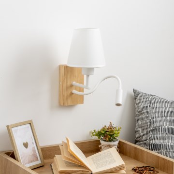 Brilagi - Flexible LED-Wandleuchte NUBILA WOOD 1xE27/25W/230V + LED/3W Eiche/weiß