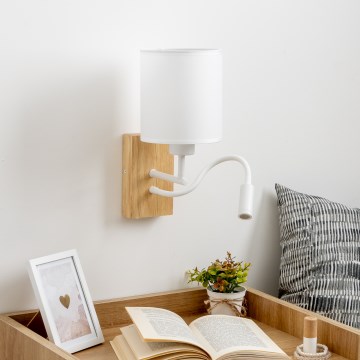 Brilagi - Flexible LED-Wandleuchte NUBILA WOOD 1xE27/25W/230V + LED/3W Eiche/weiß