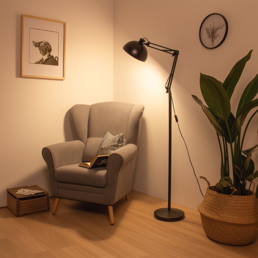 Brilagi - Flexible Stehleuchte TASKER 1xE27/60W/230V 157 cm schwarz