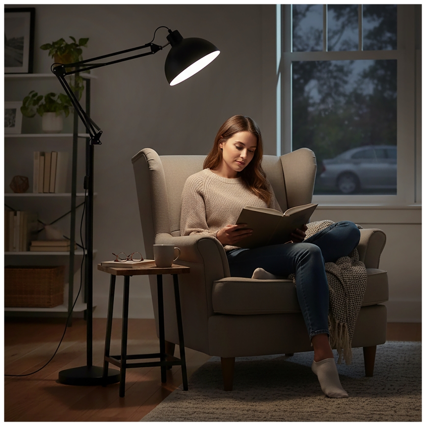 Brilagi - Flexible Stehleuchte TASKER 1xE27/60W/230V 157 cm schwarz
