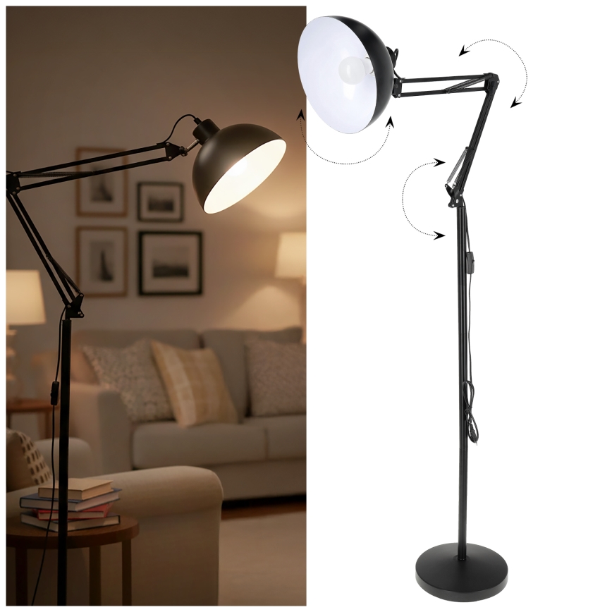 Brilagi - Flexible Stehleuchte TASKER 1xE27/60W/230V 157 cm schwarz