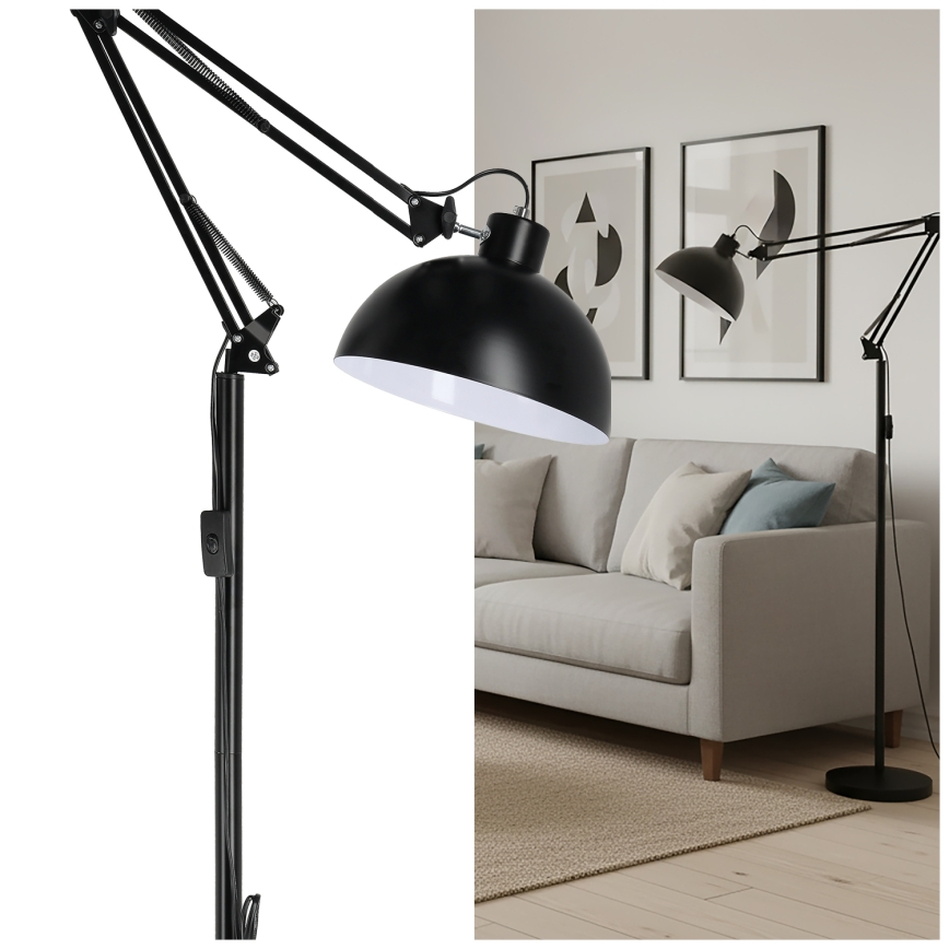 Brilagi - Flexible Stehleuchte TASKER 1xE27/60W/230V 157 cm schwarz