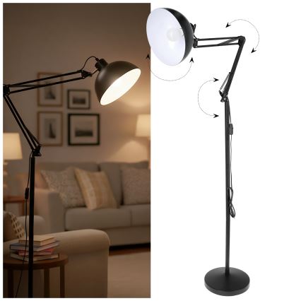 Brilagi - Flexible Stehleuchte TASKER 1xE27/60W/230V 157 cm schwarz