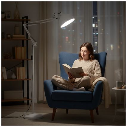 Brilagi - Flexible Stehleuchte TASKER 1xE27/60W/230V 157 cm weiß