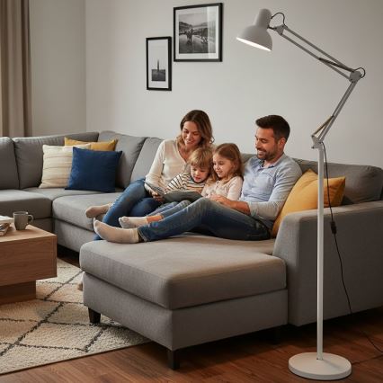Brilagi - Flexible Stehleuchte TASKER 1xE27/60W/230V 184 cm weiß