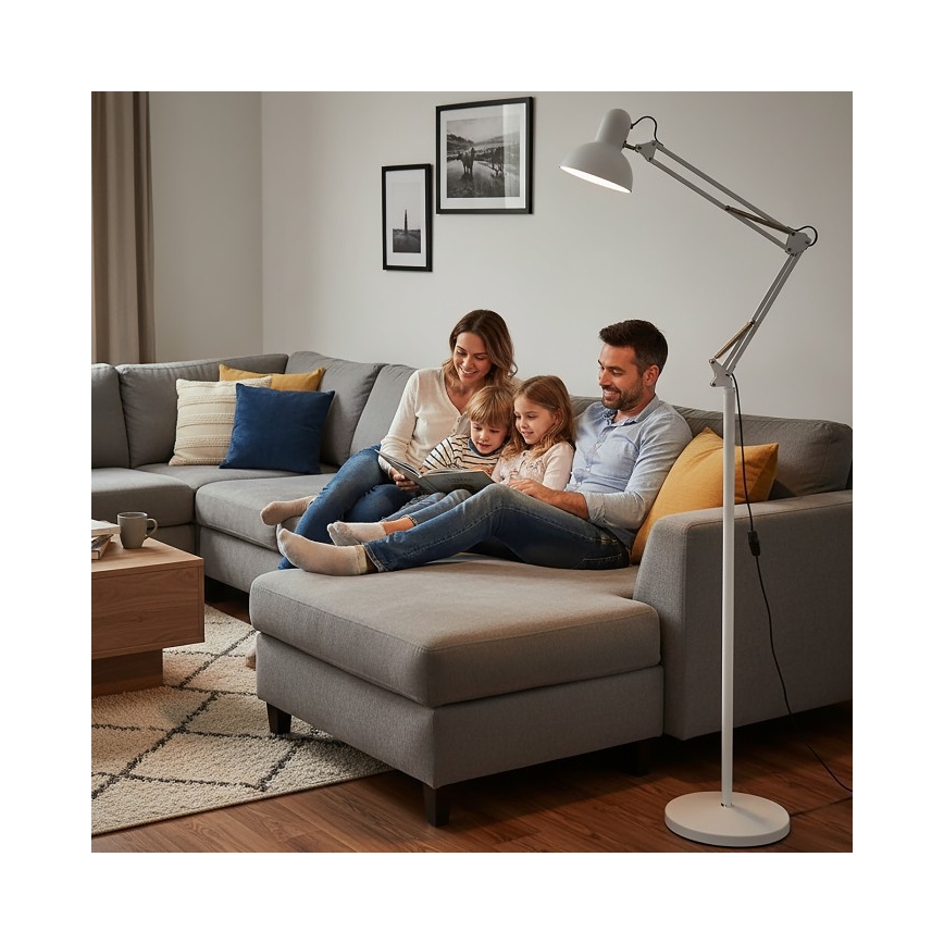 Brilagi - Flexible Stehleuchte TASKER 1xE27/60W/230V 184 cm weiß