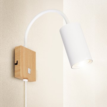 Brilagi - Flexible Wandleuchte mit Schalter SELE 1xGU10/30W/230V weiß/Eichen-Dekor
