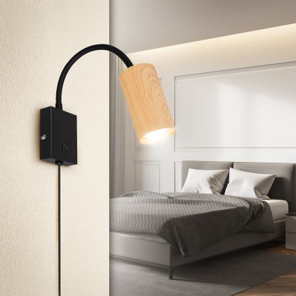 Brilagi - Flexible Wandleuchte SELE 1xGU10/30W/230V schwarz/Eichendekor