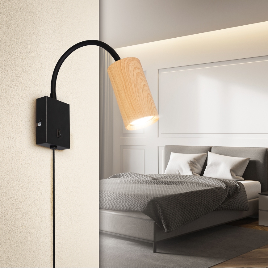 Brilagi - Flexible Wandleuchte SELE 1xGU10/30W/230V schwarz/Eichendekor