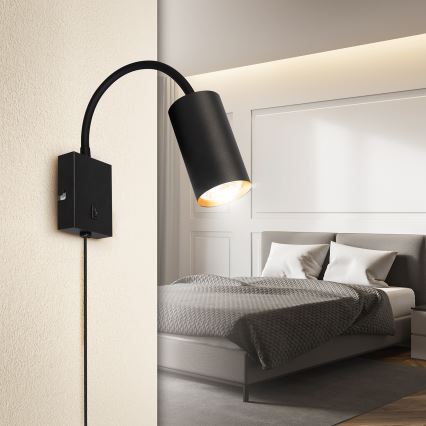 Brilagi - Flexible Wandleuchte mit Schalter SELE 1xGU10/30W/230V schwarz/gold