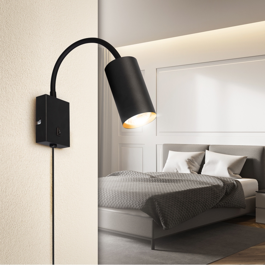 Brilagi - Flexible Wandleuchte mit Schalter SELE 1xGU10/30W/230V schwarz/gold