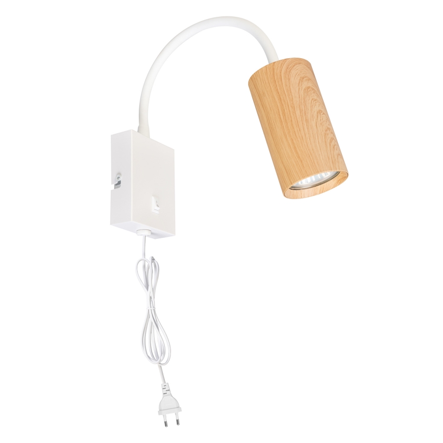 Brilagi - Verstellbare Wandleuchte mit Schalter SELE 1xGU10/30W/230V weiß/Eiche-Dekor