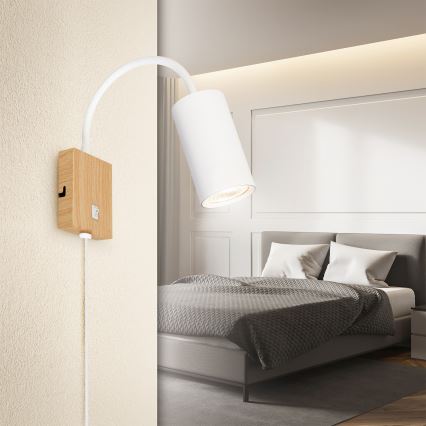 Brilagi - Flexible Wandleuchte SELE 1xGU10/30W/230V weiß/Eichen-Dekor