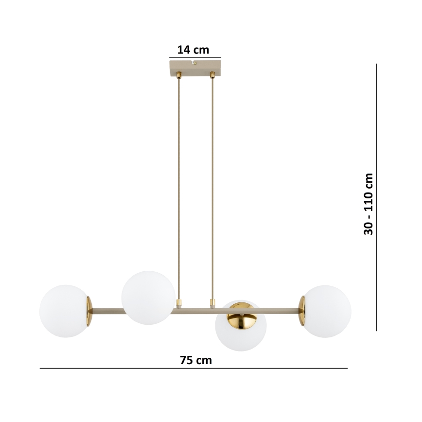Brilagi - Hängeleuchte an Kabel 4xE27/60W/230V beige/gold