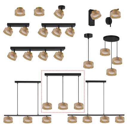 Brilagi - Hängeleuchte an Kabel AURA LUX 3xGX53/30W/230V schwarz/gold