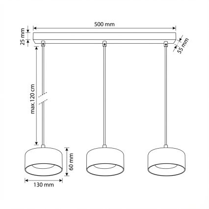 Brilagi - Hängeleuchte an Kabel AURA LUX 3xGX53/30W/230V schwarz/gold