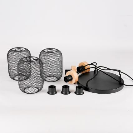 Brilagi - Hängeleuchte an Kabel BASKLITE 3xE27/15W/230V Holz/schwarz