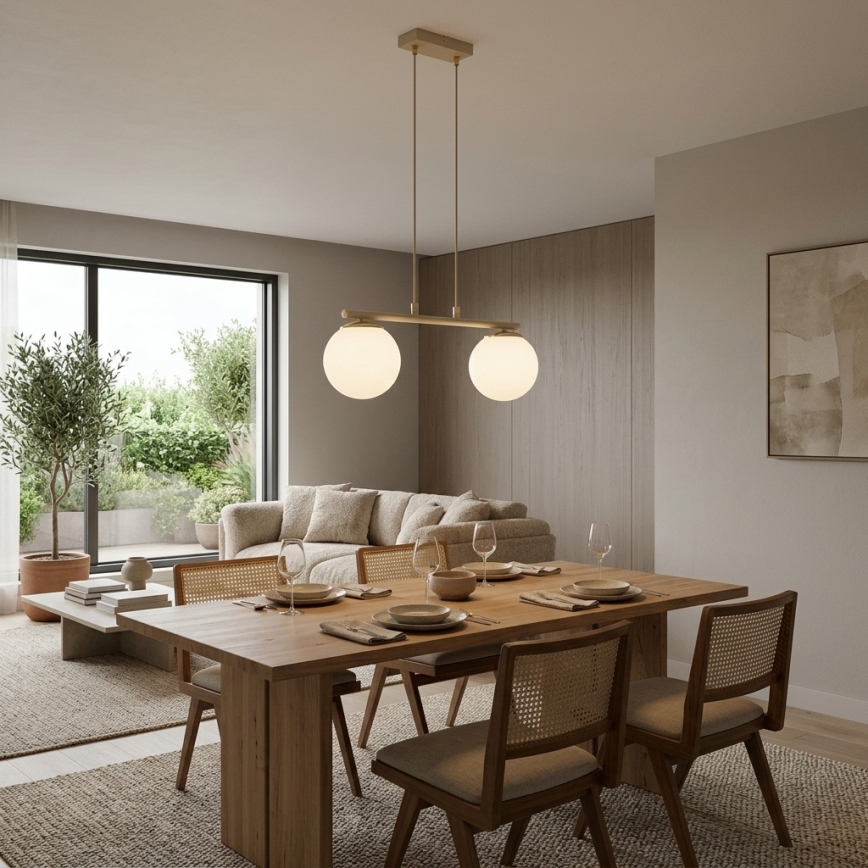 Brilagi - Hängeleuchte an Kabel MILO 2xE27/60W/230V beige/gold