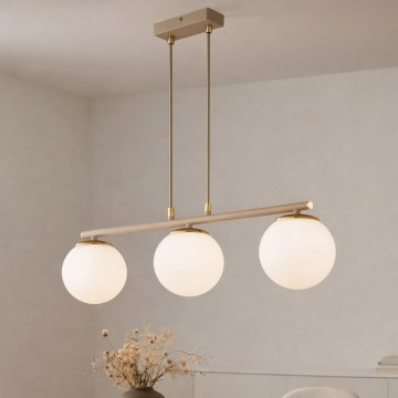 Brilagi - Hängeleuchte an Kabel MILO ECRU 3xE27/60W/230V beige/gold