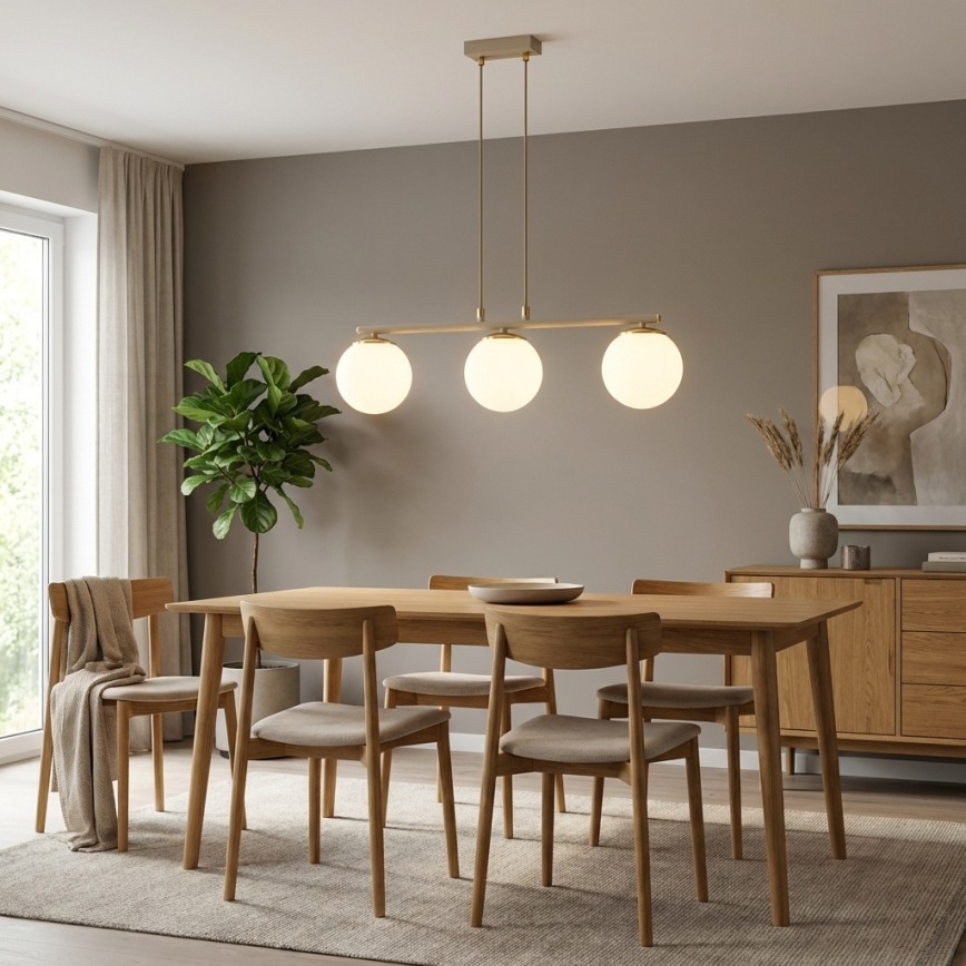Brilagi - Hängeleuchte an Kabel MILO ECRU 3xE27/60W/230V beige/gold