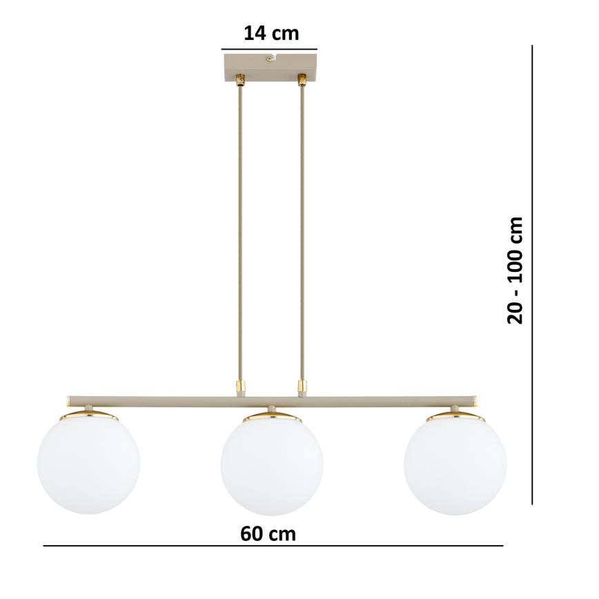 Brilagi - Hängeleuchte an Kabel MILO ECRU 3xE27/60W/230V beige/gold