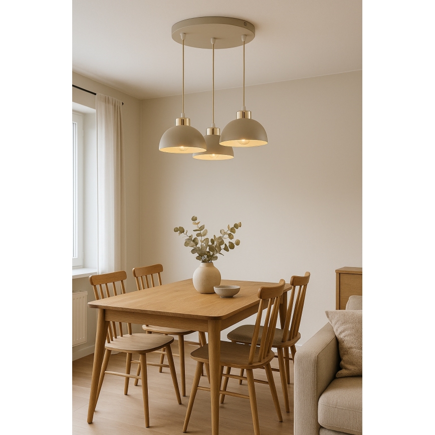 Brilagi - Hängeleuchte an Kabel MOON 3xE27/60W/230V beige/gold
