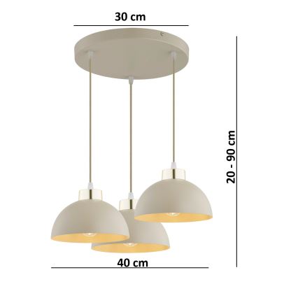 Brilagi - Hängeleuchte an Kabel MOON 3xE27/60W/230V beige/gold